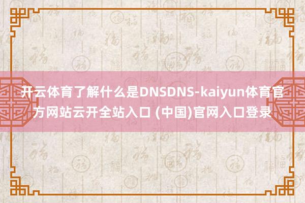 开云体育了解什么是DNSDNS-kaiyun体育官方网站云开全站入口 (中国)官网入口登录