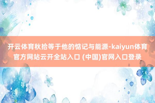 开云体育秋拾等于他的惦记与能源-kaiyun体育官方网站云开全站入口 (中国)官网入口登录