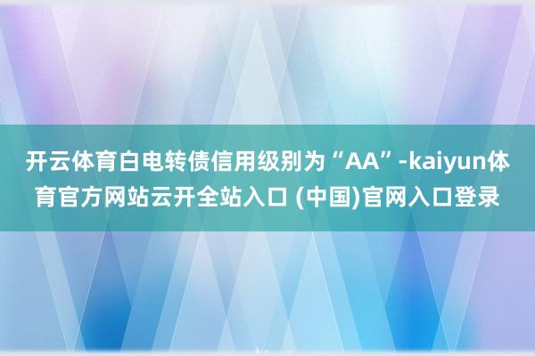 开云体育白电转债信用级别为“AA”-kaiyun体育官方网站云开全站入口 (中国)官网入口登录