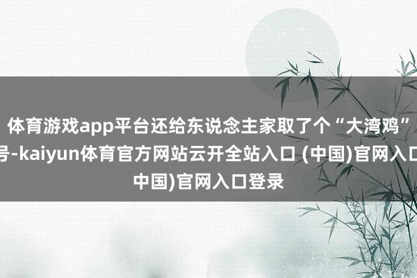 体育游戏app平台还给东说念主家取了个“大湾鸡”的外号-kaiyun体育官方网站云开全站入口 (中国)官网入口登录