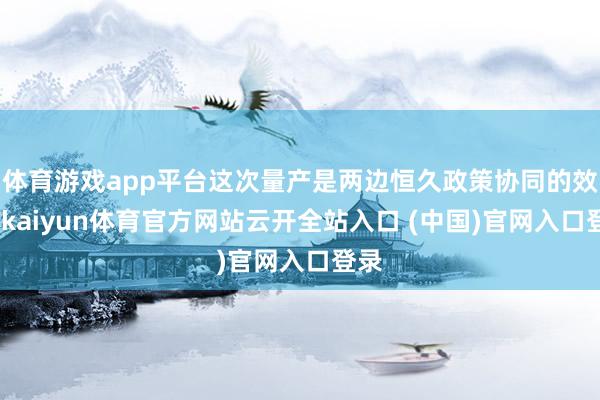 体育游戏app平台这次量产是两边恒久政策协同的效果-kaiyun体育官方网站云开全站入口 (中国)官网入口登录